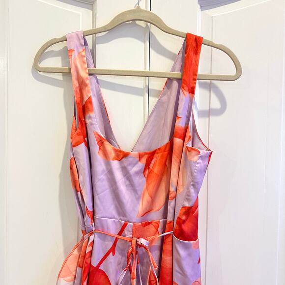 Hutch Isadora Women's Floral Maxi Wrap Dress Hutch High Low Satin Size L NWT - Picture 12 of 12